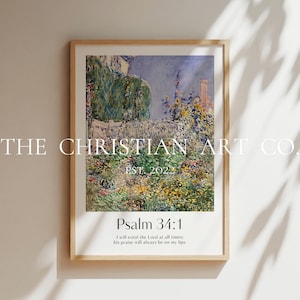 Psalm 34 Christian Print, Aesthetic Faith Wall Decor, Religious Home Wall Art, Vintage Prints, Scriptural Posters, Bible Verse Poster Gift