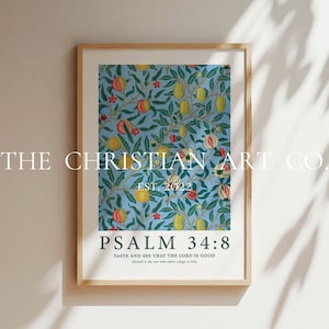 Psalm 34 Christian Print, Aesthetic Faith Wall Decor, Religious Home Wall Art, Vintage Prints, Scriptural Posters, Bible Verse Poster Gift