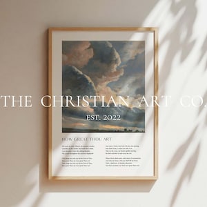 Hymn Christian Wall Decor, How Great Thou Art Religious Home Wall Art, Vintage Prints, Scriptural Posters, Bible Verse Poster Gift For Her