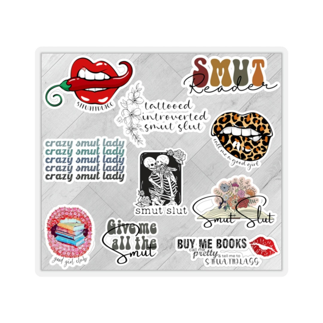 Set 3Pcs Smutty Book Club Smut Sticker Ticket Stickers Book Lover Smut Reader Reading Lover Bookish Funny Kindle Stickers Waterproof Die-Cut Vinyl Sticker For Water Bottle (3 Inches