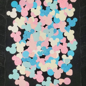 GÉNERO REVELAR CONFETI MICKEY MOUSE MINNIE MOUSE CORAZONES CONFETI BRILLO AZUL ROSA BLANCO CÍRCULO CONFETI BABY SHOWER CHICO NIÑA CONFETI