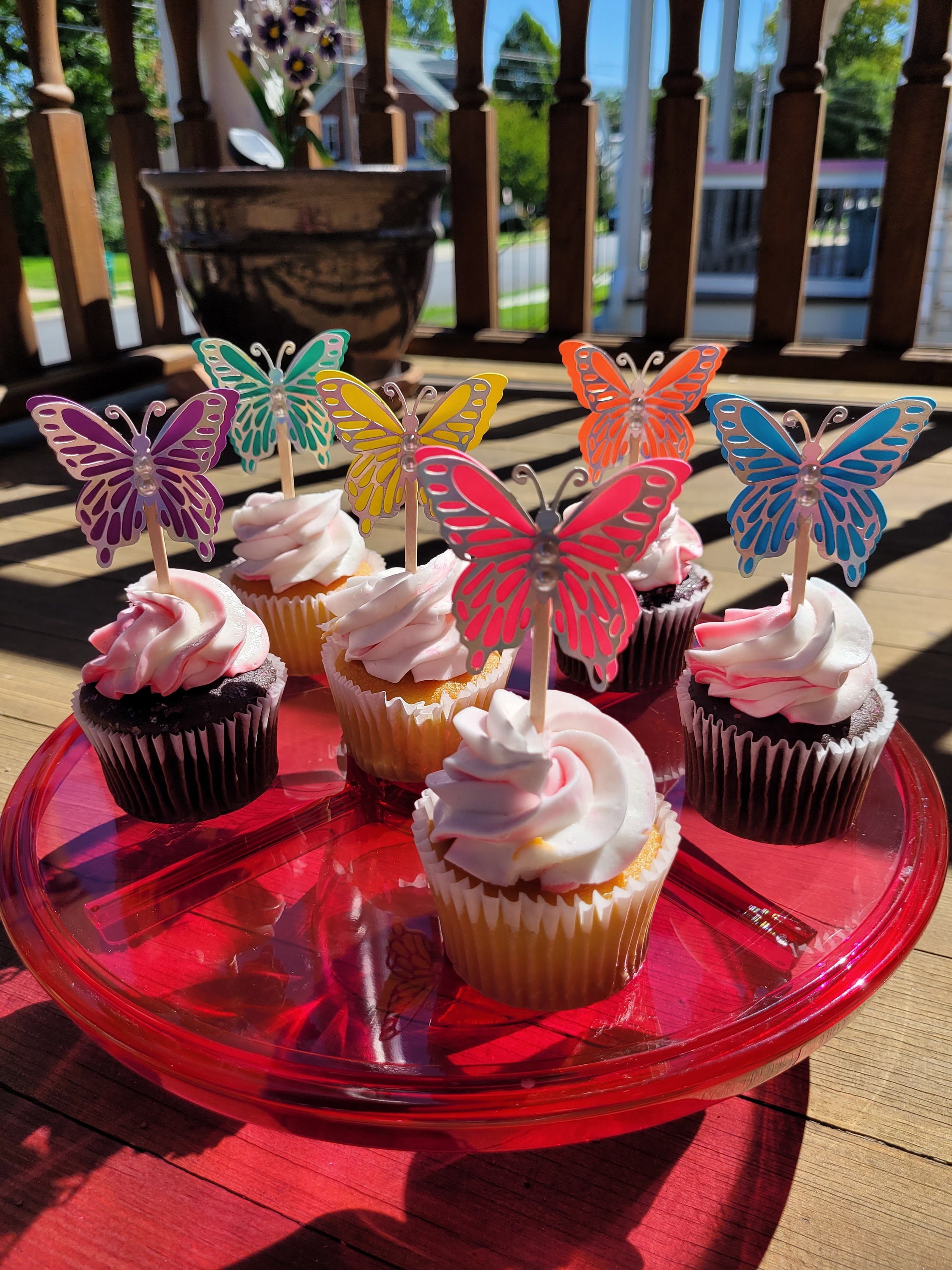 3D BUTTERFLY CUPCAKE TOPPERS Double Layered Neon Colors / Etsy