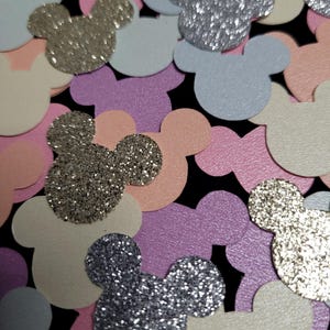 MICKEY MOUSE CONFETTI 100pcs pastel double sided Shimmer w/ Glitter