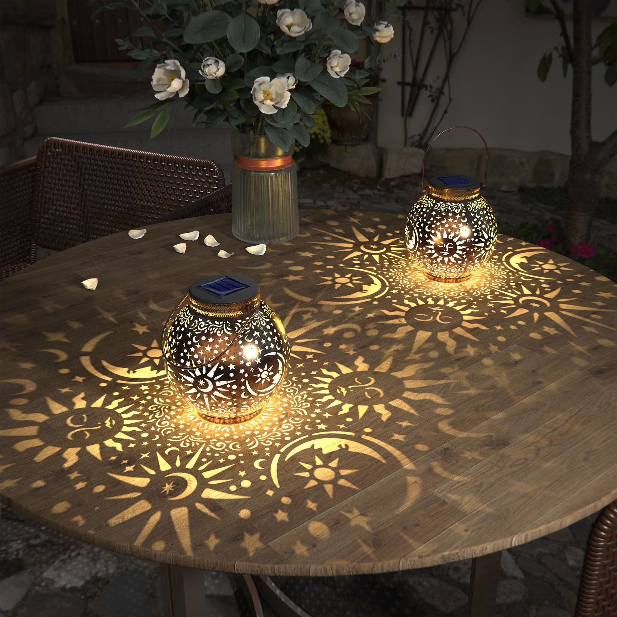 2 PACK Sun Moon Star Garden Outdoor Solar Lanternhanging LED Etsy UK