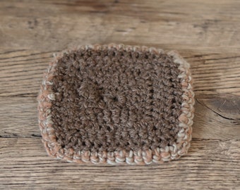 Handmade Set Of Two Rustic Wool Square Mug Rugs / Coasters