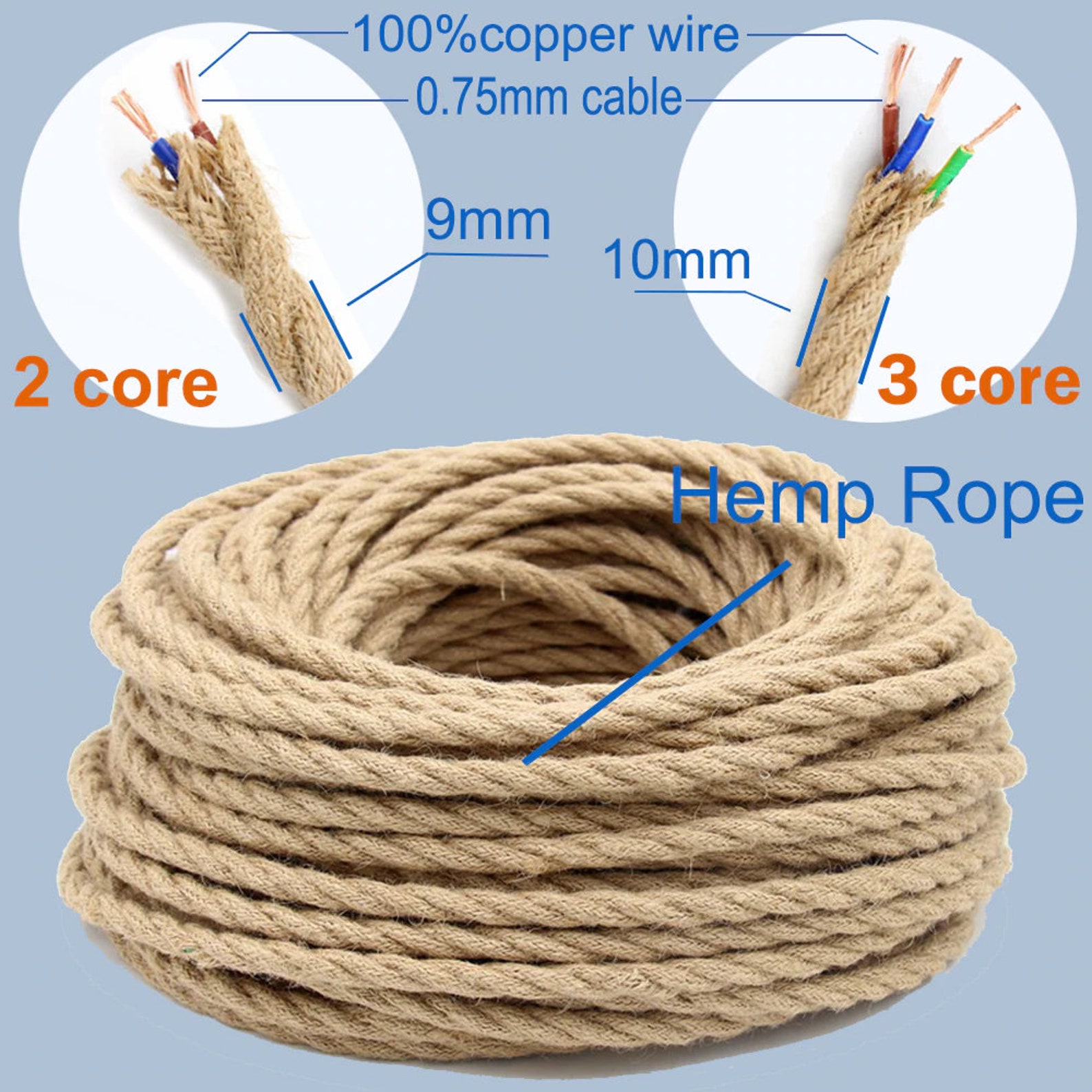 Twisted Electrical Wire Hemp Rope Etsy