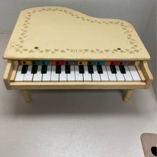 1940s/50s Vintage Ely Wooden Kids Mini Grand Piano (funciona muy bien) Todo original