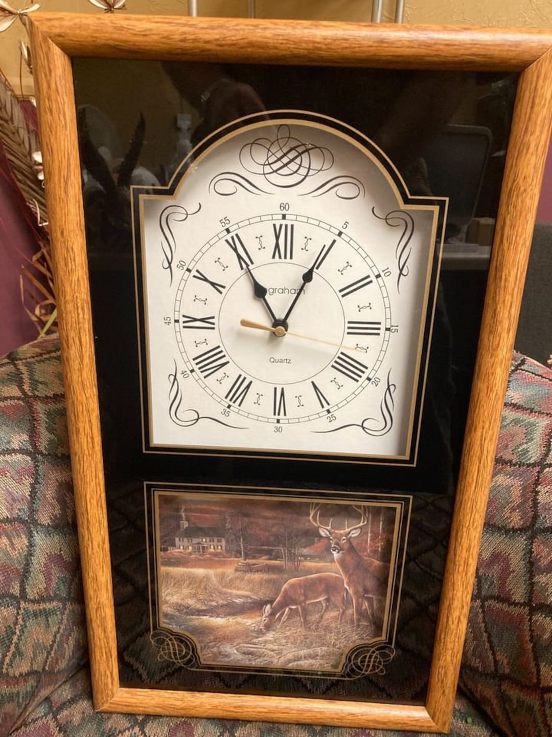 Vintage Ingraham Wall Clock Buck & Doe Deer Farm Picture 23 Etsy