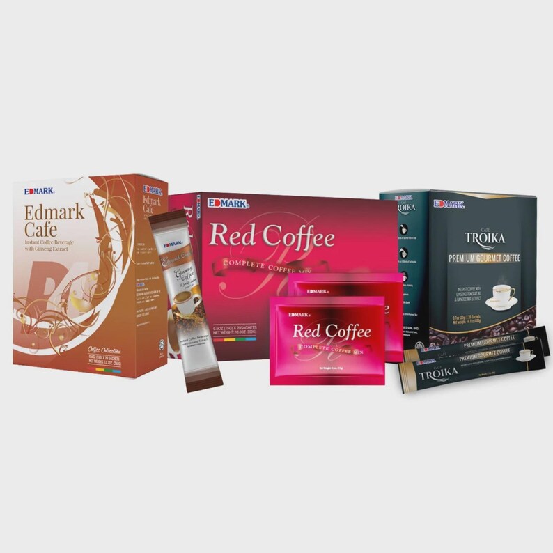 Edmark Box Healthy Instant Arabica Blend Pack - Ginseng, Red Coffee, Troika Coffee ...