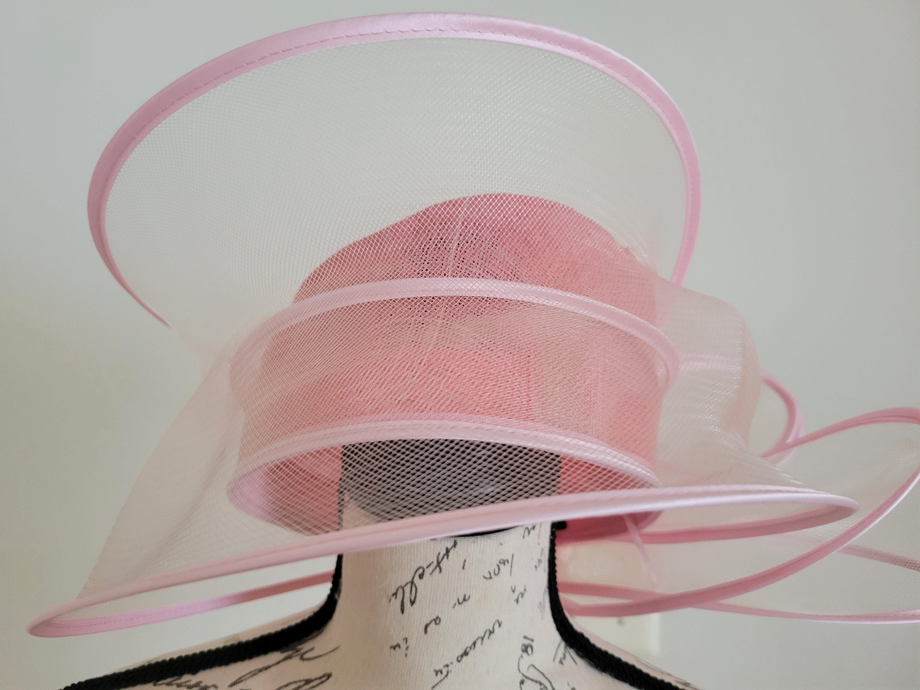 Paris Pink Organza Hat | Elegant Hand-made Large Brim  display picture 1