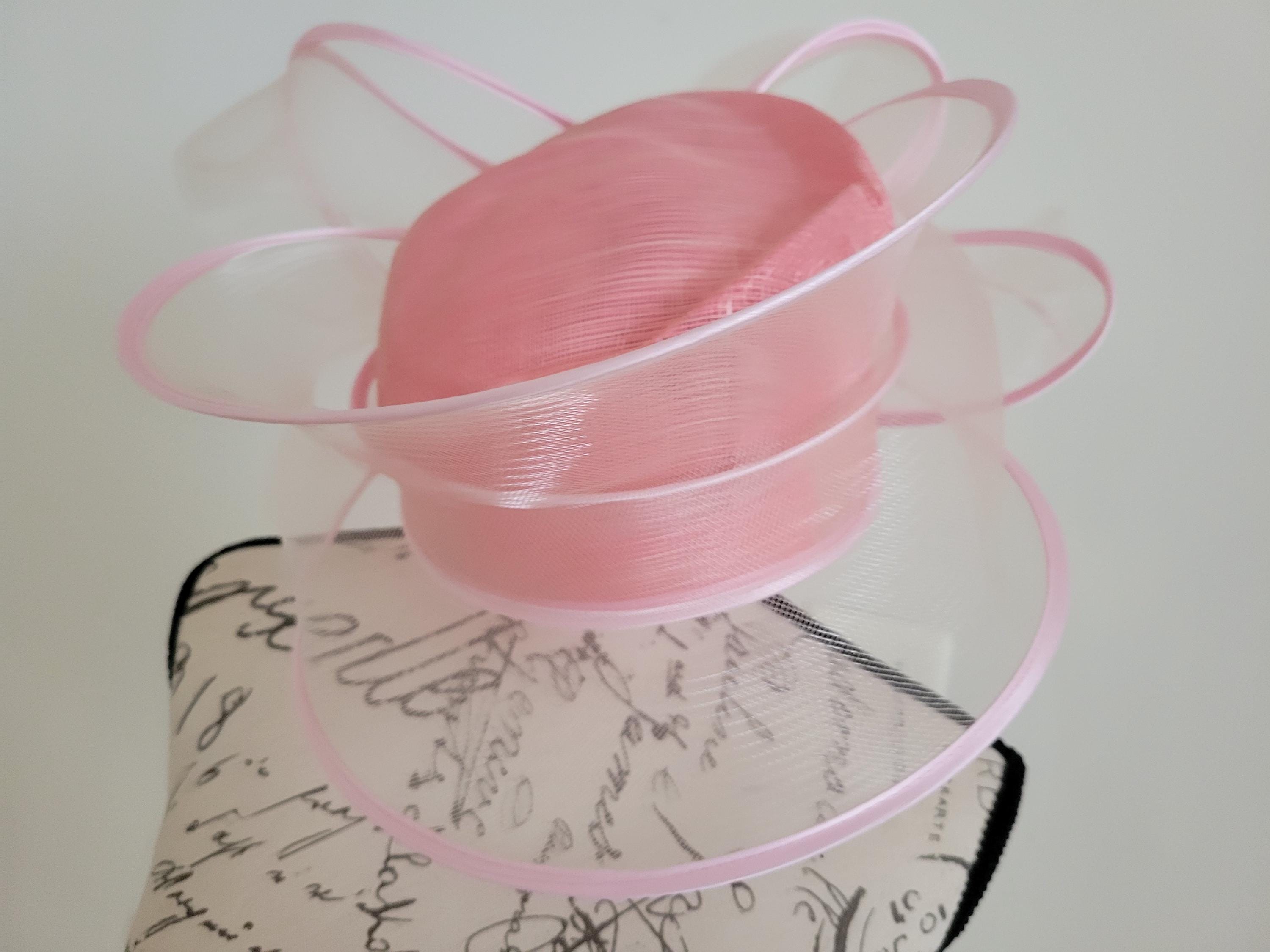 Paris Pink Organza Hat – Elegant Hand-Made Large Brim Headpiece for Wedding Women Organza Church Derby Hat Wide Brim Sun Hats for  main image 4