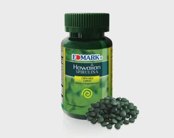 Edmark Hawaiian Spirulina Tablets • Plant-Based Algae Superfood • Chewable Green Nutrient Tablets (200 Count)