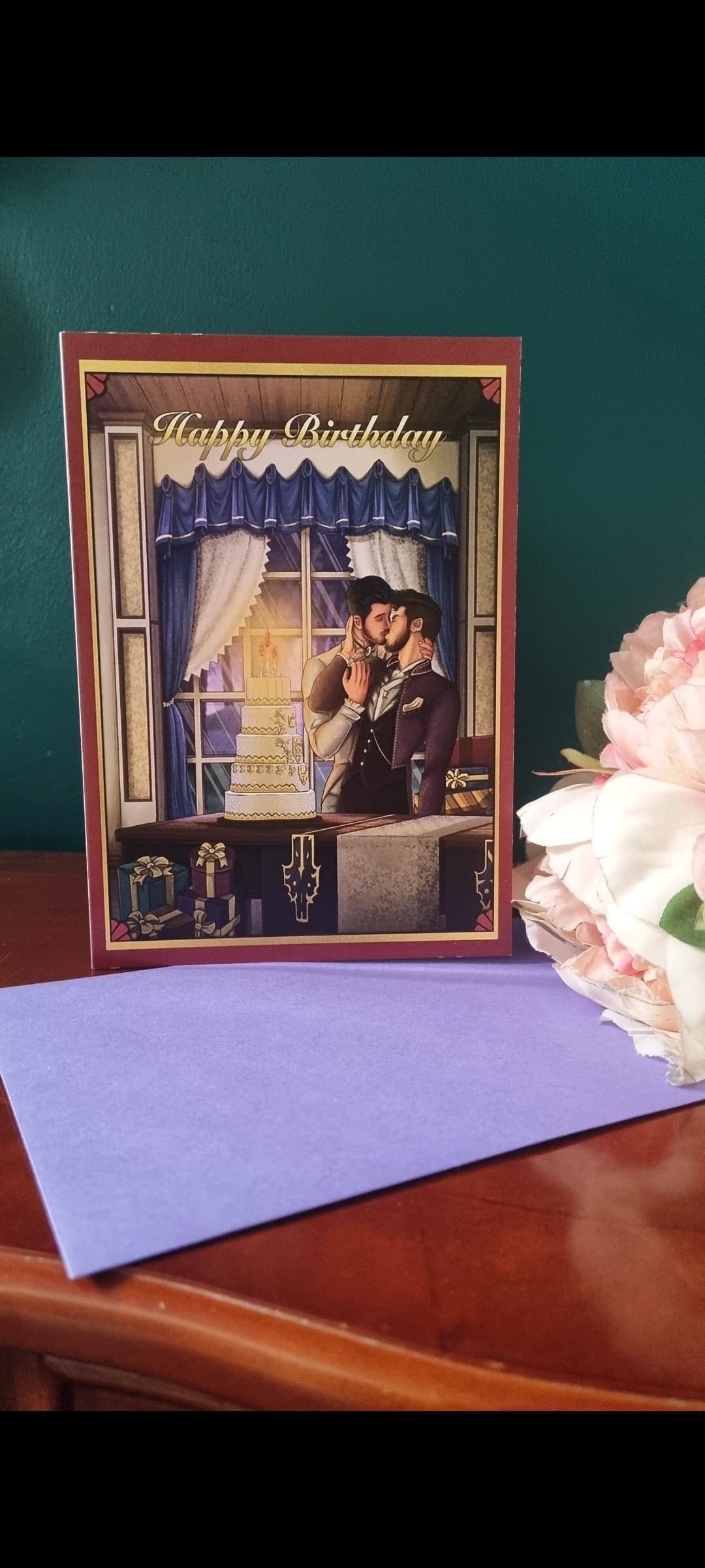 Art deco/ Victorian/ Baroque Gay Birthday Card