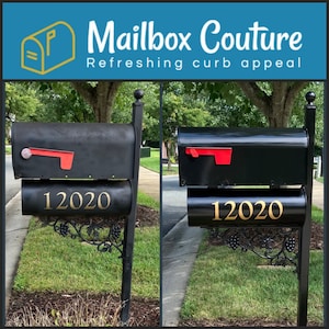 Mailbox Numbers - (pair) custom vinyl decals made to match your HOA color, font, and size requirements!