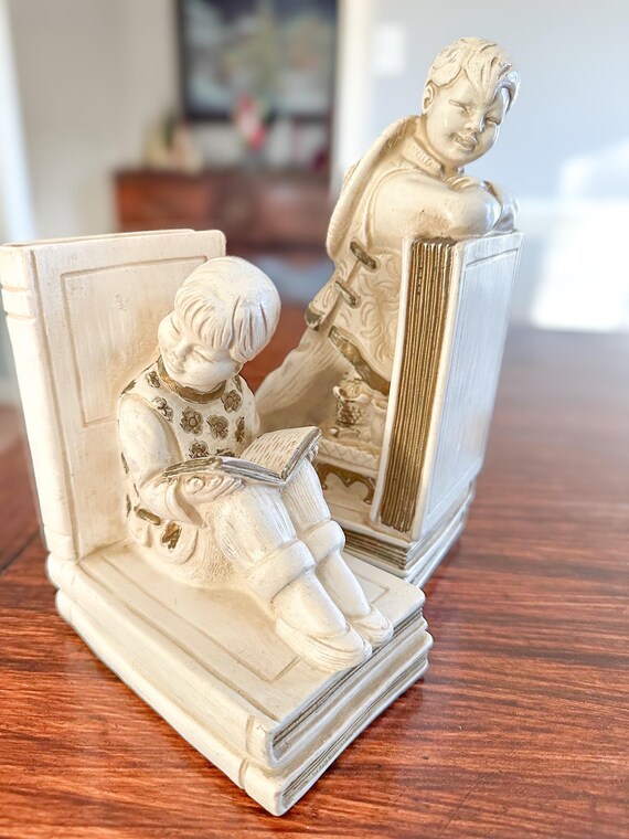 Vintage, Chinoiserie, Chinese Boy Girl Bookends, 1964 Universal