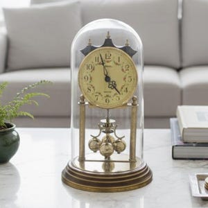 Reloj de cuarzo decorativo vintage, bañado en oro, Kaller, Made in Germany, con motivos florales.