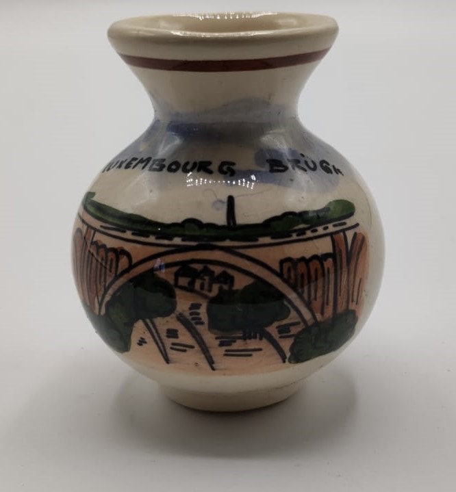 Small vintage earthenware vase-shaped pot "Luxembourg Brugi"
