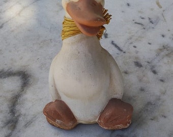 Vintage terracotta duck sculpture for garden decoration