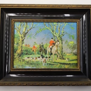 Vintage painting depicting a hunt