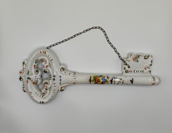 Vintage white ceramic key wall hook