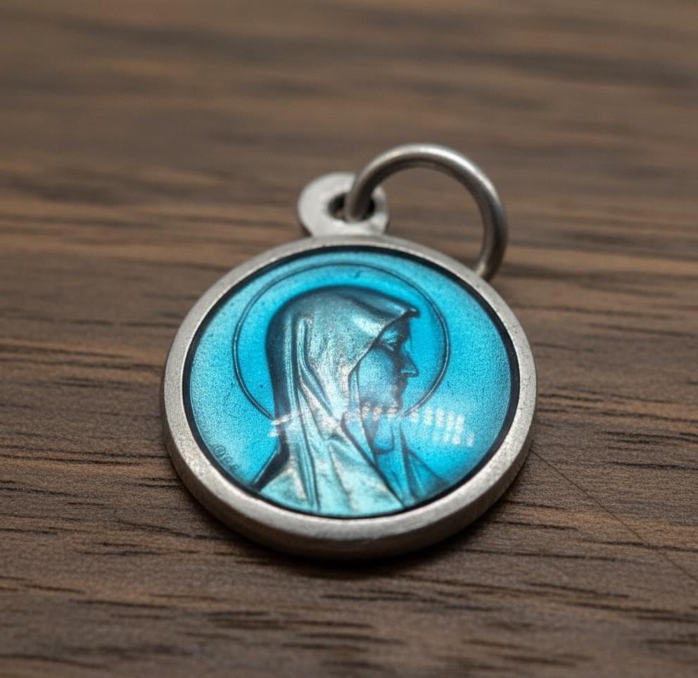 Pendentif Médaille Religieuse Vintage Double Face Piéta Et Saint Christophe – Or