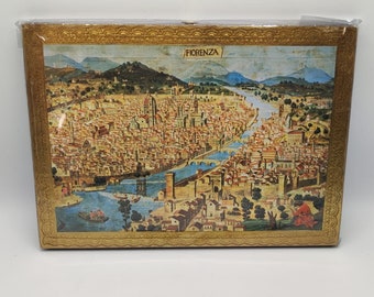 Vintage painting on wood &quot;Florenza&quot; representing the city of Florence &quot;Made in Italy&quot;