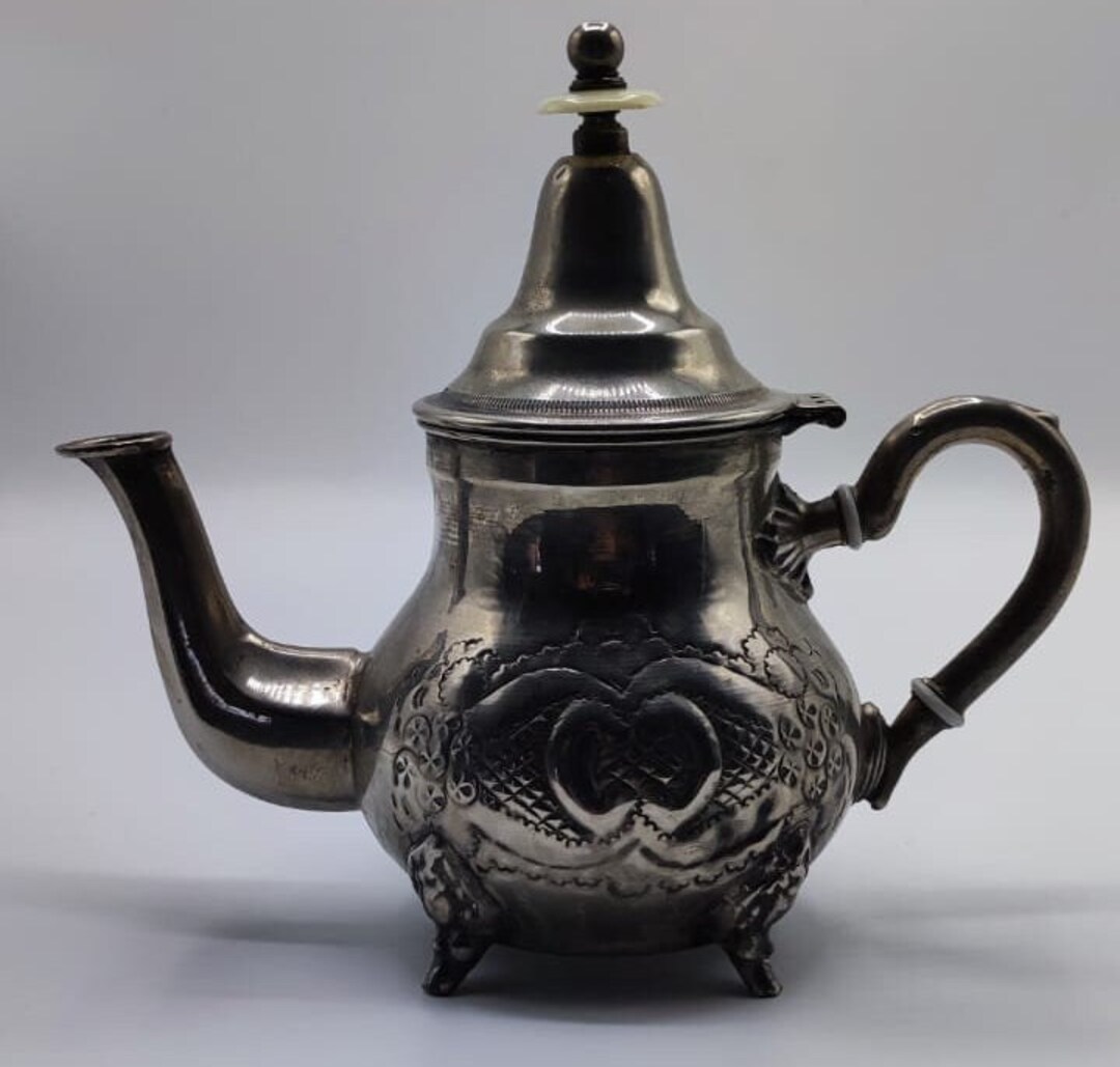 Vintage Oriental Teapot in Silver Metal theirr Sidi Etsy