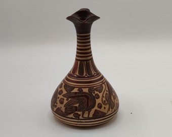 Vintage handmade clay pitcher &quot;number 35 cezinthian&quot;