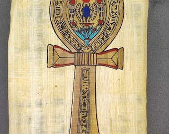 Signierter Vintage-Papyrus, hergestellt in Ägypten, ANKH