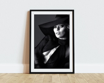 Kate Moss Portrait, Iconic Topmodel, Fashion Lover, Frauen, schwarz weiß, Glamourös