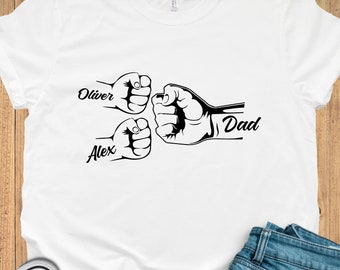 Personalized Fist Bump Dad Shirt, Dad Shirt With Kids Names, Father's Day Gift, New Dad Shirt, New Dad Gift, Personalized Grandpa Shirt