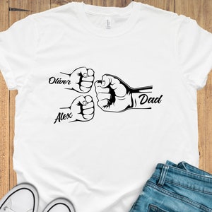 Personalized Fist Bump Dad Shirt, Dad Shirt With Kids Names, Father&#39;s Day Gift, New Dad Shirt, New Dad Gift, Personalized Grandpa Shirt