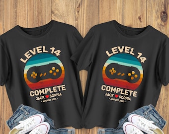Level 14 Complete Shirt Custom 14th Anniversary Gift For Husband Wife Boyfriend Girlfriend, 14 Year Fourteenth Anniversary Gifts For Him Her