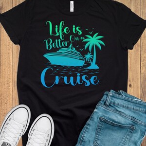 Camiseta La vida es buena en un crucero, camisetas personalizadas para viajes en cruceros familiares, camisetas para vacaciones familiares, camisetas de fin de semana, camisetas de cruceros familiares, camisetas de crucero