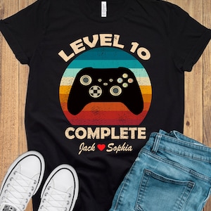 10th Anniversary Gifts for Him, Her, 10 Years Wedding Anniversary Shirt for Husband,Wife, Custom Wedding Anniversary Gift, Level 10 Complete