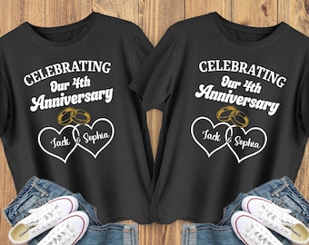 Personalized Wedding Anniversary Shirt, Celebrating Our 4th Anniversary Shirt, Anniversary Shirt, Custom Anniversary Gift, Gift For Couples