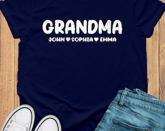 Personalized Grandma Shirt, Personalized Grandma Gift, Christmas Gift for Grandma, Customized Mother's Day Gift, Grandkids Names