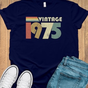 vintage 1975 50e anniversaire T-shirt 2025 idées cadeaux rétro cinquantaine, chemise personnalisée, chemise 50e anniversaire, t-shirt cadeau de fête 50e anniversaire