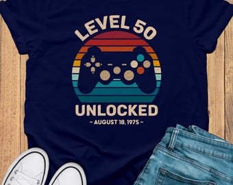 Level 50 unlocked, 50th Birthday Shirt, Custom Shirt, 50th Birthday Shirt, 50th Birthday Party Gift Tee, Dad Shirt For 50th, Birthday gift
