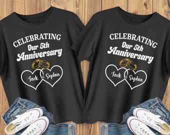 Personalized Wedding Anniversary Shirt, Celebrating Our 5th Anniversary Shirt, Anniversary Shirt, Custom Anniversary Gift, Gift For Couples