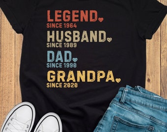 Legend Husband Dad Grandpa Custom Tshirt, Personalized Shirt, Gifts for Grandpa, Father's Day Shirt, Husband Gift, Funny Dad Birthday Gift