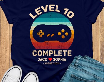 10 Year Anniversary Gift For Husband wife,Personalization 10th Anniversary Gift, Retro Video Game Shirt,Gamer Husband Gift, Retro Game Shirt