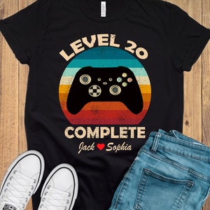 20th Anniversary Gifts for Him, Her, 20 Years Wedding Anniversary Shirt for Husband,Wife, Custom Wedding Anniversary Gift, Level 20 Complete