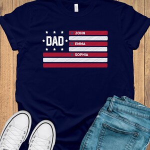 Personalized Flag Dad Shirt with Kid Names, Dad shirt with name, Personalized Dad T-Shirt, Custom Kids Names Shirt, New Dad Shirt, Dad shirt