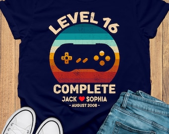 16 Year Anniversary Gift For Husband wife,Personalization 16th Anniversary Gift, Retro Video Game Shirt,Gamer Husband Gift, Retro Game Shirt