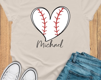 Camisa de mamá de béisbol Colores cómodos, Camisa de béisbol personalizada, Camisa de corazón de béisbol, Camiseta de aficionado al béisbol, Camiseta de mamá deportiva, Regalo de béisbol