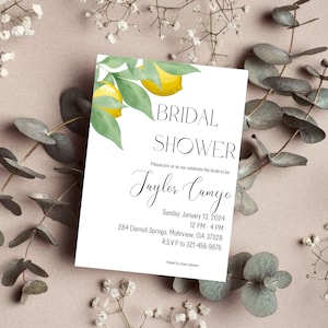 Lemon Theme Bridal Shower Invitation - Bridal Shower Invite, Lemon Bridal Shower, Main Squeeze Bridal Shower, Summer Bridal Shower