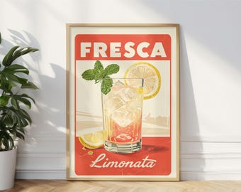 Vintage Limonata Poster – Retro Italian Lemonade Wall Art – Fresh Citrus Bar & Kitchen Décor