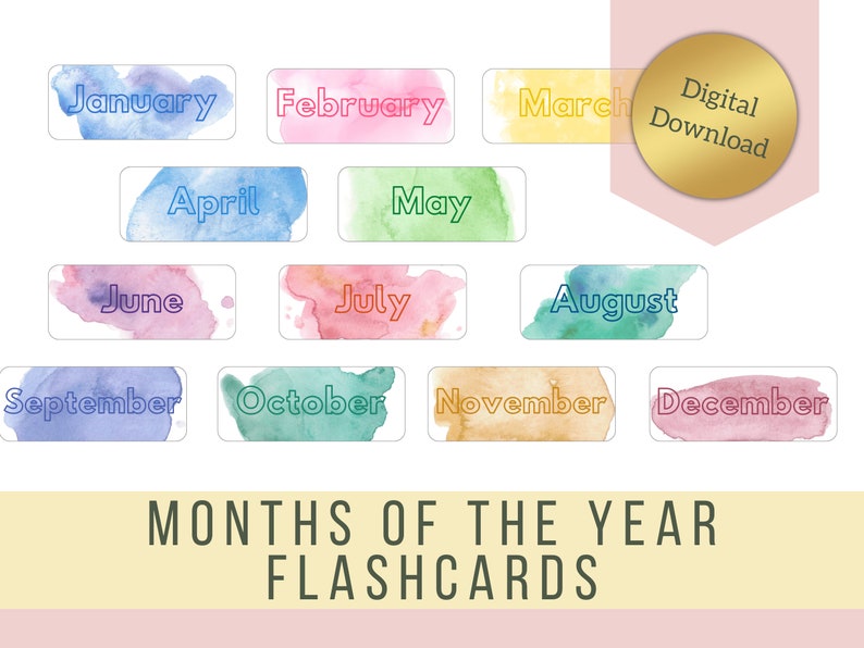 Months of the Year Printable Flash Cards - Etsy