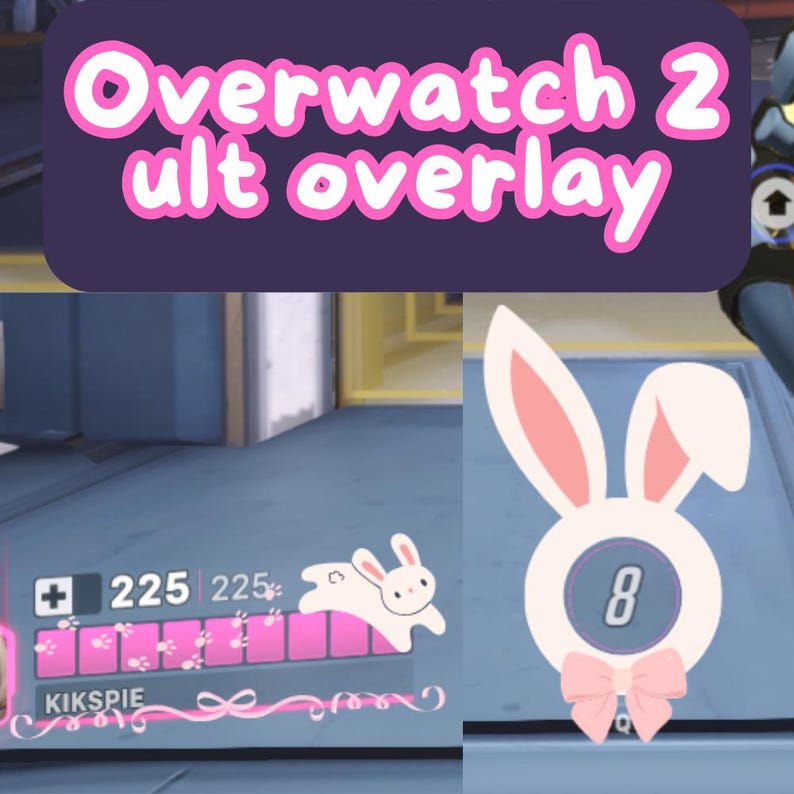 Cute Pink Bunny Ult and Healthbar Overlay | Overwatch 2 | Kawaii | Bow ...